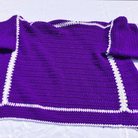 Vtg Crochet Jacket Handmade Granny Sq Cardigan Coatigan CottageCore Boho OOAK - Picture 15 of 16